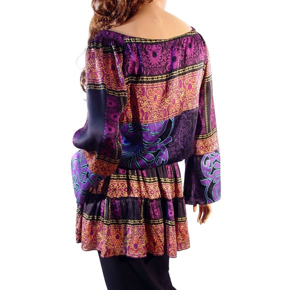 HALE BOB 100% Silk Scoop Neck Bell Sleeve Flounced Tunic Top M - $360 - Picture 5 of 9
